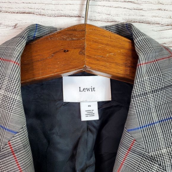 Lewit Women's Plaid Wool 1-Button Blazer Size 12 - Picture 4 of 12